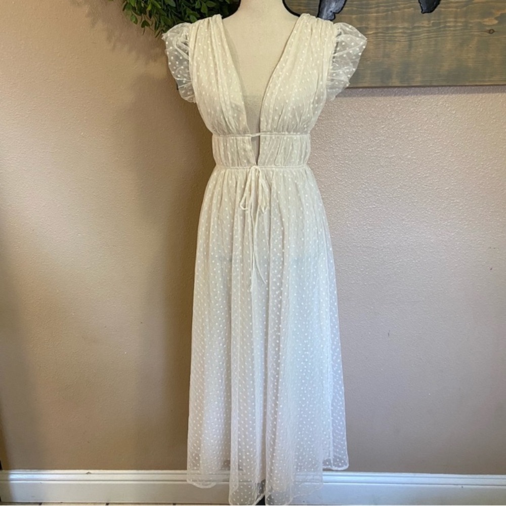 Lulu's Cream Polka Dot Midi Dress - Picture 11 of 11